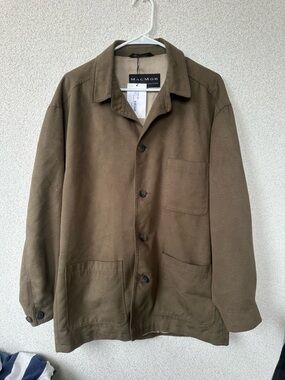 MacMor Private Collection Men's Olive Suede Feel Chore Coat Jacket Size M NWT